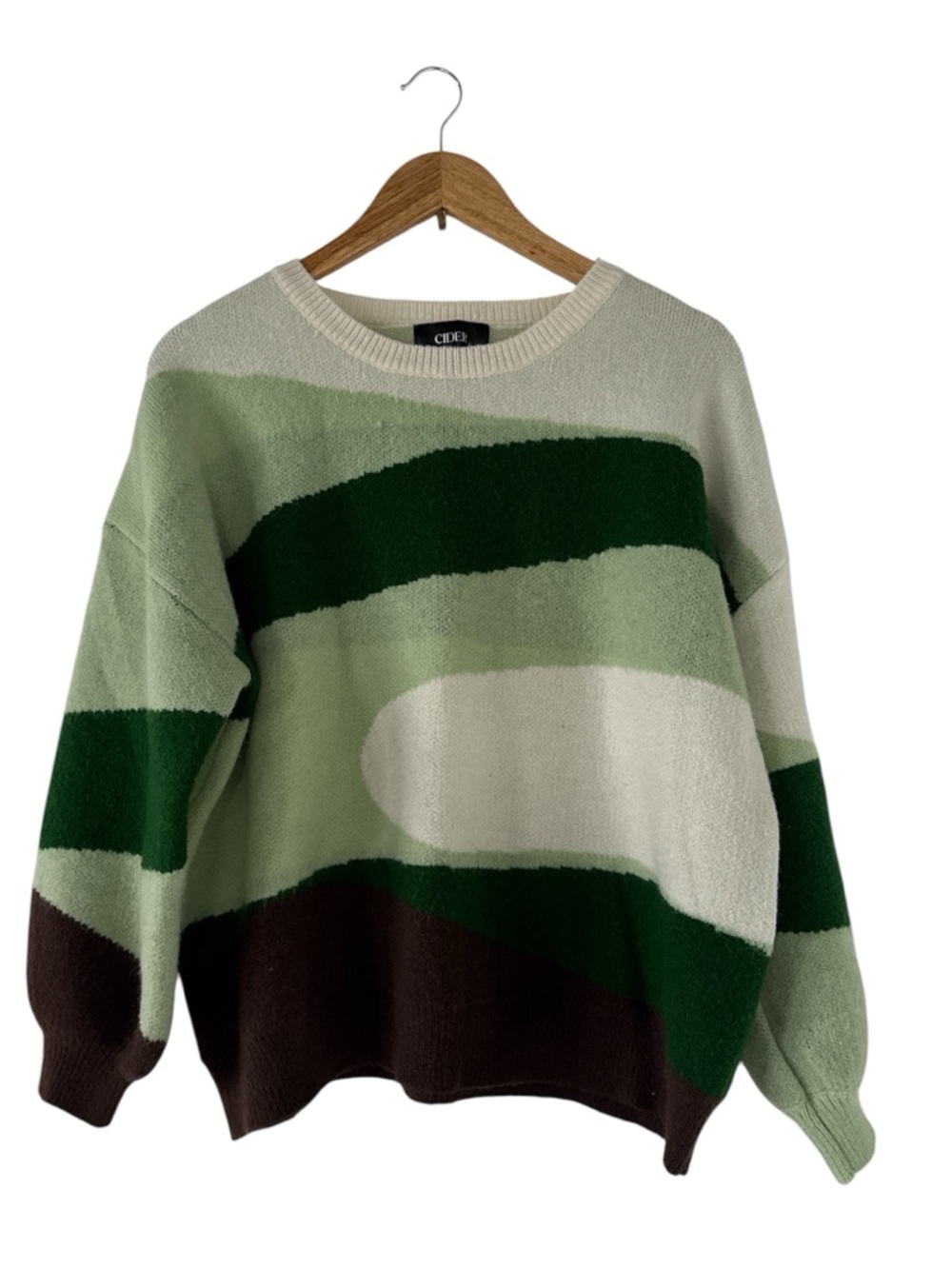 Cider Green Abstract Pattern Knit Sweater EUC